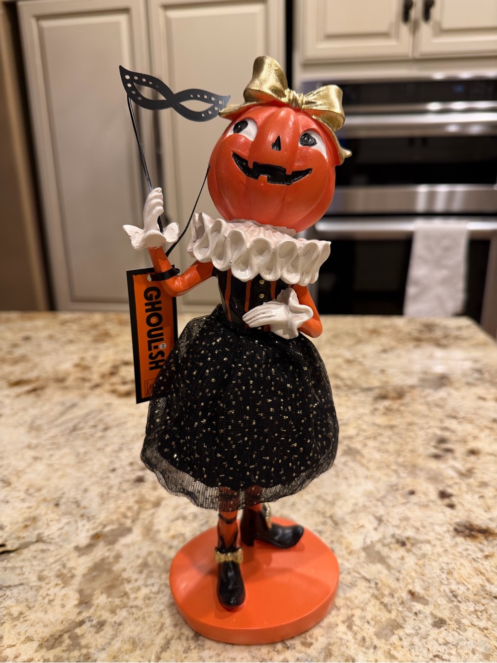 Ghoulish Halloween Pumpkin Lady Figurine - Decor